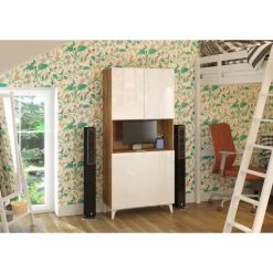 BIM FURNITURE Bureau Pliant MEGAN 1 Bibliothèque Chêne Bordeaux / Blanc -France Bureau Soldes 2022 50754595 5