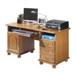 M-S Meuble Informatique 1 Porte 3 Tiroirs En Chêne Rustique - LOIC