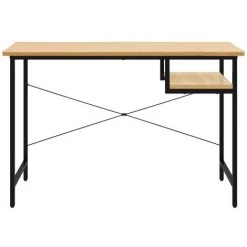 Bureau D'ordinateur 105x55x72 Cm MDF Et Métal Noir/chêne Clair VidaXL -France Bureau Soldes 2022 50788881 3