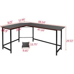 OUYIFAN Table D'ordinateur De Bureau D'ordinateur De Bureau En Forme De L Pour La Maison Et Le Bureau De Poste De Travail Noir -France Bureau Soldes 2022 50812380 4
