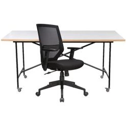 NOVIGAMI Ensemble De Bureau | Table De Réunion Yori | Pliable | Avec Roulettes | HxL 790 X 1600 Mm | Chaise De Bureau Lokai