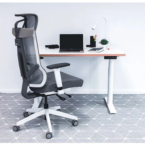 NOVIGAMI Ensemble De Bureau | Bureau Réglable En Hauteur électriquement Josi | Blanc-multiplis | Largeur 140 Cm | Chaise De - Blanc/multiplis | Piétement : Blanc 4 NOVIGAMI Ensemble De Bureau | Bureau Réglable En Hauteur électriquement Josi | Blanc-multiplis | Largeur 140 Cm | Chaise De - Blanc/multiplis | Piétement : Blanc – Image 2