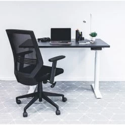 NOVIGAMI Ensemble De Bureau | Bureau Réglable En Hauteur électriquement Josi | Noir | Largeur 180 Cm | Chaise De Bureau Lokai - Noir | Piétement : Blanc -France Bureau Soldes 2022 50819122 2