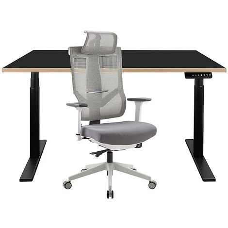 NOVIGAMI Ensemble De Bureau | Bureau Réglable En Hauteur électriquement Josi | Noir-multiplis | Largeur 140 Cm | Chaise De Bureau - Noir/multitiplis | Piétement : Noir 3 NOVIGAMI Ensemble De Bureau | Bureau Réglable En Hauteur électriquement Josi | Noir-multiplis | Largeur 140 Cm | Chaise De Bureau - Noir/multitiplis | Piétement : Noir