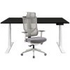 NOVIGAMI Ensemble De Bureau | Bureau Réglable En Hauteur électriquement Josi | Noir | Largeur 160 Cm | Chaise De Bureau Kalik - Noir | Piétement : Blanc -France Bureau Soldes 2022 50819330 1