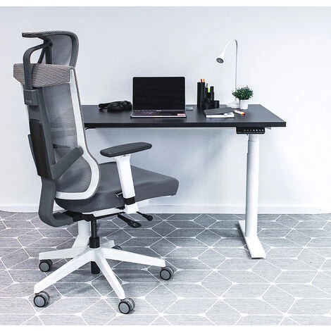 NOVIGAMI Ensemble De Bureau | Bureau Réglable En Hauteur électriquement Josi | Noir | Largeur 160 Cm | Chaise De Bureau Kalik - Noir | Piétement : Blanc 4 NOVIGAMI Ensemble De Bureau | Bureau Réglable En Hauteur électriquement Josi | Noir | Largeur 160 Cm | Chaise De Bureau Kalik - Noir | Piétement : Blanc – Image 2