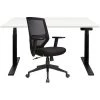 NOVIGAMI Ensemble De Bureau | Bureau Réglable En Hauteur électriquement Josi | Blanc | Largeur 140 Cm | Chaise De Bureau Lokai - Blanc | Piétement : Noir -France Bureau Soldes 2022 50819421 1