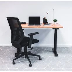NOVIGAMI Ensemble De Bureau | Bureau Réglable En Hauteur électriquement Josi | Chêne | Largeur 160 Cm | Chaise De Bureau Lokai - Chêne | Piétement : Noir -France Bureau Soldes 2022 50819463 2