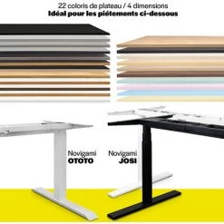 Plateau De Bureau Kuzai | LxP 1200 X 800 Mm | Gris Basalte-Noir | Novigami - Gris Basalte-Noir -France Bureau Soldes 2022 50819494 4