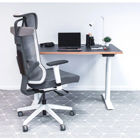 NOVIGAMI Ensemble De Bureau | Bureau Réglable En Hauteur électriquement Josi | Noir-multiplis | Largeur 160 Cm | Chaise De Bureau - Noir/multiplis | Piétement : Blanc 4 NOVIGAMI Ensemble De Bureau | Bureau Réglable En Hauteur électriquement Josi | Noir-multiplis | Largeur 160 Cm | Chaise De Bureau - Noir/multiplis | Piétement : Blanc – Image 2