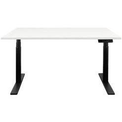 NOVIGAMI Ensemble De Bureau | Bureau Réglable En Hauteur électriquement Josi | Blanc | Largeur 140 Cm | Chaise De Bureau Kalik - Blanc | Piétement : Noir -France Bureau Soldes 2022 50819647 5