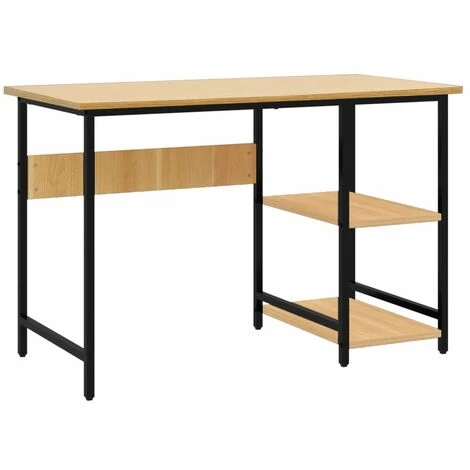Bureau D'ordinateur 105x55x72 Cm MDF Et Métal Noir/chêne Clair VidaXL 4 Bureau D'ordinateur 105x55x72 Cm MDF Et Métal Noir/chêne Clair VidaXL – Image 2