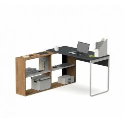 Bureau BOBOCHIC - Bureau Modulable HUGO Chêne Et Gris Anthracite - Chêne Et Gris Anthracite -France Bureau Soldes 2022 50837049 4
