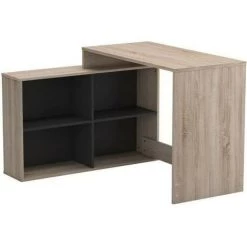 Bureau D'angle Nagano - Panneaux De Particules - Décor Chene Et Noir - L 111,9 X P 100,7 X H 76,7 Cm - DEMEYERE