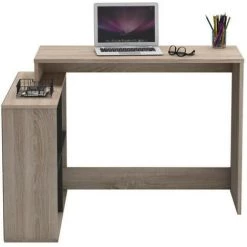 Bureau D'angle Nagano - Panneaux De Particules - Décor Chene Et Noir - L 111,9 X P 100,7 X H 76,7 Cm - DEMEYERE -France Bureau Soldes 2022 50848341 3