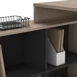 Bureau D'angle Nagano - Panneaux De Particules - Décor Chene Et Noir - L 111,9 X P 100,7 X H 76,7 Cm - DEMEYERE -France Bureau Soldes 2022 50848341 5