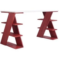 MOBILI REBECCA Rebecca Mobili Table Bureau Ordinateur Meuble Bois Blanc Rouge 74x140x60 -France Bureau Soldes 2022 50897036 2