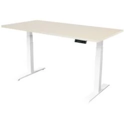 SEDERO Bureau électrique Réglable - 140 X 80 Cm - Moteur Double - Blanc/Chêne Clair