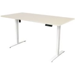 SEDERO Bureau électrique Réglable - 140 X 80 Cm - Moteur Simple - Blanc/Chêne Clair