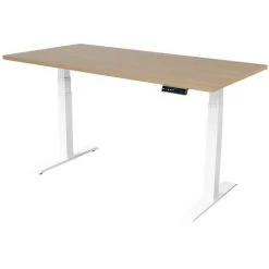 SEDERO Bureau électrique Réglable - 180 X 80 Cm - Moteur Double - Blanc/Chêne