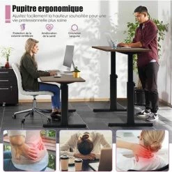 COSTWAY Bureau Assis-Debout Électrique 120x60x(73-122) CM Hauteur Réglable, Avec Moteur, Charge Max 80KG Bruit : <50 DB 9 COSTWAY Bureau Assis-Debout Électrique 120x60x(73-122) CM Hauteur Réglable, Avec Moteur, Charge Max 80KG Bruit : <50 DB -France Bureau Soldes 2022 50954295 3