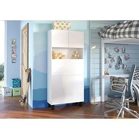 BB-LOISIR Armoire Placard Convertible En Bureau Et Table Home Office 175x80x32cm « Homi-Blanc Mat/blanc Mat » 3 BB-LOISIR Armoire Placard Convertible En Bureau Et Table Home Office 175x80x32cm « Homi-Blanc Mat/blanc Mat »