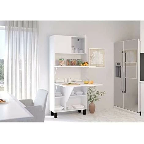 BB-LOISIR Armoire Placard Convertible En Bureau Et Table Home Office 175x80x32cm « Homi-Blanc Mat/blanc Mat » 4 BB-LOISIR Armoire Placard Convertible En Bureau Et Table Home Office 175x80x32cm « Homi-Blanc Mat/blanc Mat » – Image 2