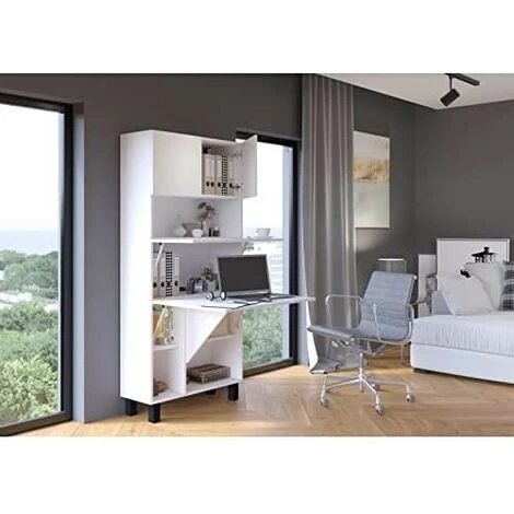 BB-LOISIR Armoire Placard Convertible En Bureau Et Table Home Office 175x80x32cm « Homi-Blanc Mat/blanc Mat » 5 BB-LOISIR Armoire Placard Convertible En Bureau Et Table Home Office 175x80x32cm « Homi-Blanc Mat/blanc Mat » – Image 3
