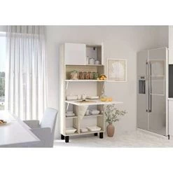 BB-LOISIR Armoire Placard Convertible En Bureau Et Table Home Office 175x80x32cm «Homi-Chêne Sonoma Clair/blanc Brillant» -France Bureau Soldes 2022 51002438 2