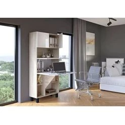 BB-LOISIR Armoire Placard Convertible En Bureau Et Table Home Office 175x80x32cm «Homi-Chêne Sonoma Clair/blanc Brillant» -France Bureau Soldes 2022 51002438 3