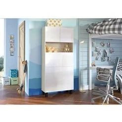 BB-LOISIR Armoire Placard Convertible En Bureau Et Table Home Office 175x80x32cm «Homi-Chêne Sonoma Clair/blanc Brillant» -France Bureau Soldes 2022 51002438 5