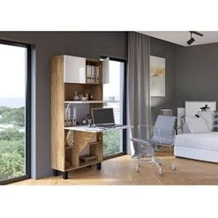 BB-LOISIR Armoire Placard Convertible En Bureau Et Table 175x80x32cm « Homi- Chêne Foncé / Blanc Brillant » 10 BB-LOISIR Armoire Placard Convertible En Bureau Et Table 175x80x32cm « Homi- Chêne Foncé / Blanc Brillant » -France Bureau Soldes 2022 51002440 4