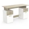 DEMEYERE Bureau 2 Caissons Blanc/naturel Platon - Naturel Clair - Naturel Et Blanc -France Bureau Soldes 2022 51152135 1