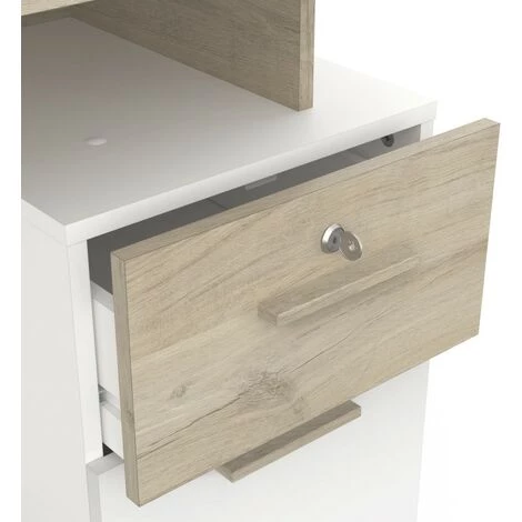 DEMEYERE Bureau 2 Caissons Blanc/naturel Platon - Naturel Clair - Naturel Et Blanc 5 DEMEYERE Bureau 2 Caissons Blanc/naturel Platon - Naturel Clair - Naturel Et Blanc – Image 3