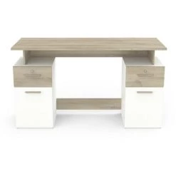 DEMEYERE Bureau 2 Caissons Blanc/naturel Platon - Naturel Clair - Naturel Et Blanc 11 DEMEYERE Bureau 2 Caissons Blanc/naturel Platon - Naturel Clair - Naturel Et Blanc -France Bureau Soldes 2022 51152135 5