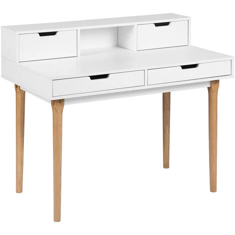 HOMEINBOX Design D'inspiration Scandinave Largeur 105 Bureau D'écriture En Bois Massif Avec Tiroirs Blancs 7299 5 HOMEINBOX Design D'inspiration Scandinave Largeur 105 Bureau D'écriture En Bois Massif Avec Tiroirs Blancs 7299 – Image 3