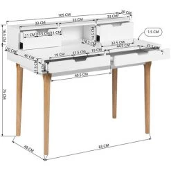 HOMEINBOX Design D'inspiration Scandinave Largeur 105 Bureau D'écriture En Bois Massif Avec Tiroirs Blancs 7299 11 HOMEINBOX Design D'inspiration Scandinave Largeur 105 Bureau D'écriture En Bois Massif Avec Tiroirs Blancs 7299 -France Bureau Soldes 2022 51208795 5