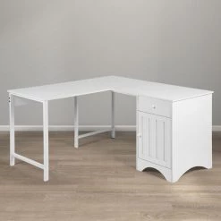 HOMEINBOX Bureau D'angle Et En L Blanc Style Ferme 1400x1400x760mm 7305 -France Bureau Soldes 2022 51208800 3