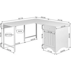 HOMEINBOX Bureau D'angle Et En L Blanc Style Ferme 1400x1400x760mm 7305 -France Bureau Soldes 2022 51208800 4