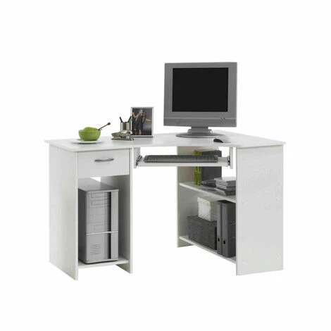TERRE DE NUIT Bureau D'angle Informatique En Bois Blanc - BU13017 - Blanc 3 TERRE DE NUIT Bureau D'angle Informatique En Bois Blanc - BU13017 - Blanc