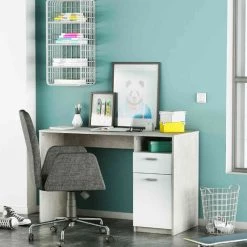 TERRE DE NUIT Bureau 1 Niche / 2 Tiroirs Blanc Et Béton - Gris 9 TERRE DE NUIT Bureau 1 Niche / 2 Tiroirs Blanc Et Béton - Gris -France Bureau Soldes 2022 51211067 4