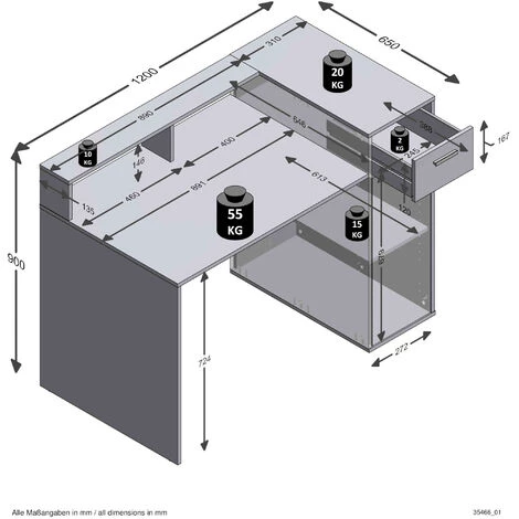 TERRE DE NUIT Bureau 1 Tiroir 1 Porte En Bois Imitation Chêne Clair Et Anthracite - BU13020 - Bois Clair 6 TERRE DE NUIT Bureau 1 Tiroir 1 Porte En Bois Imitation Chêne Clair Et Anthracite - BU13020 - Bois Clair – Image 4