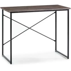VS VENTA-STOCK Bureau Cáceres Noir,Table Pour PC, Style Industriel, 90 Cm Longueur