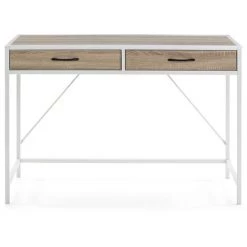 VS VENTA-STOCK Bureau Tulum Blanc,Table Pour PC, 2 Rayons, Style Industriel, 110 Cm Longueur -France Bureau Soldes 2022 51251614 3