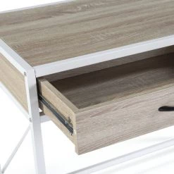 VS VENTA-STOCK Bureau Tulum Blanc,Table Pour PC, 2 Rayons, Style Industriel, 110 Cm Longueur -France Bureau Soldes 2022 51251614 4