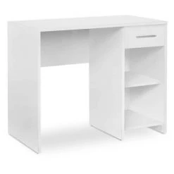 DECO IN PARIS Bureau 1 Tiroir 2 étagères Blanc LORIS - Blanc