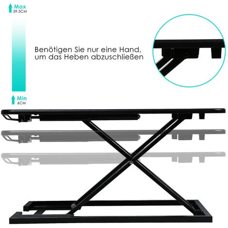 Hengda Bureau Assis Debout Réglable En Hauteur Poste De Travail Ergonomique Rehausseur Pc - Noire 5 Hengda Bureau Assis Debout Réglable En Hauteur Poste De Travail Ergonomique Rehausseur Pc - Noire – Image 3
