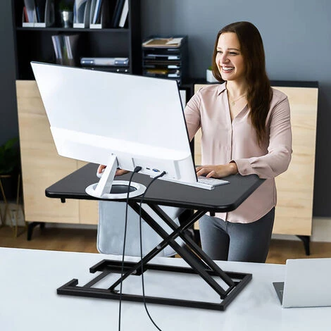 Hengda Bureau Assis Debout Réglable En Hauteur Poste De Travail Ergonomique Rehausseur Pc - Noire 7 Hengda Bureau Assis Debout Réglable En Hauteur Poste De Travail Ergonomique Rehausseur Pc - Noire – Image 5