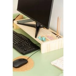 Support D'Écran Avec Organiseur De Bureau Lescun SKLUM MDF - Marron Bois Naturel -France Bureau Soldes 2022 51353028 2