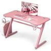 COSTWAY Bureau Gamer De 120,5 Cm Chaise Gaming Avec Crochet Pour Casque Et Porte-gobelet Repose-pieds Réglable En Forme De Z -France Bureau Soldes 2022 51370217 1